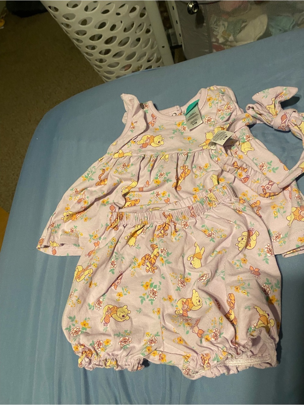 Disney Lavender Winnie the Pooh Floral Baby Outfit Set